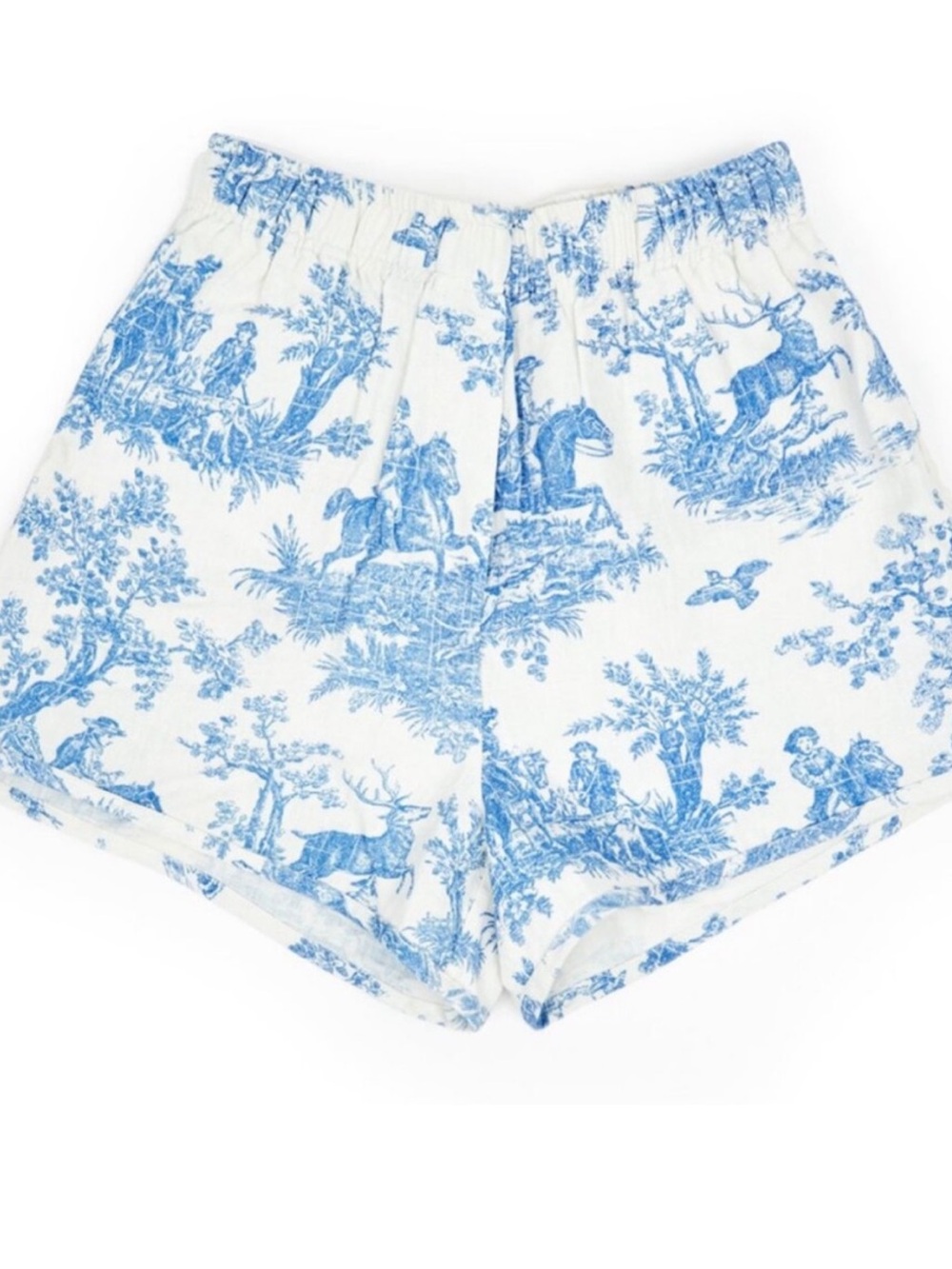 Clare V White and Blue Toile High-Waist Shorts. Excellent condition!!! Sz Small
